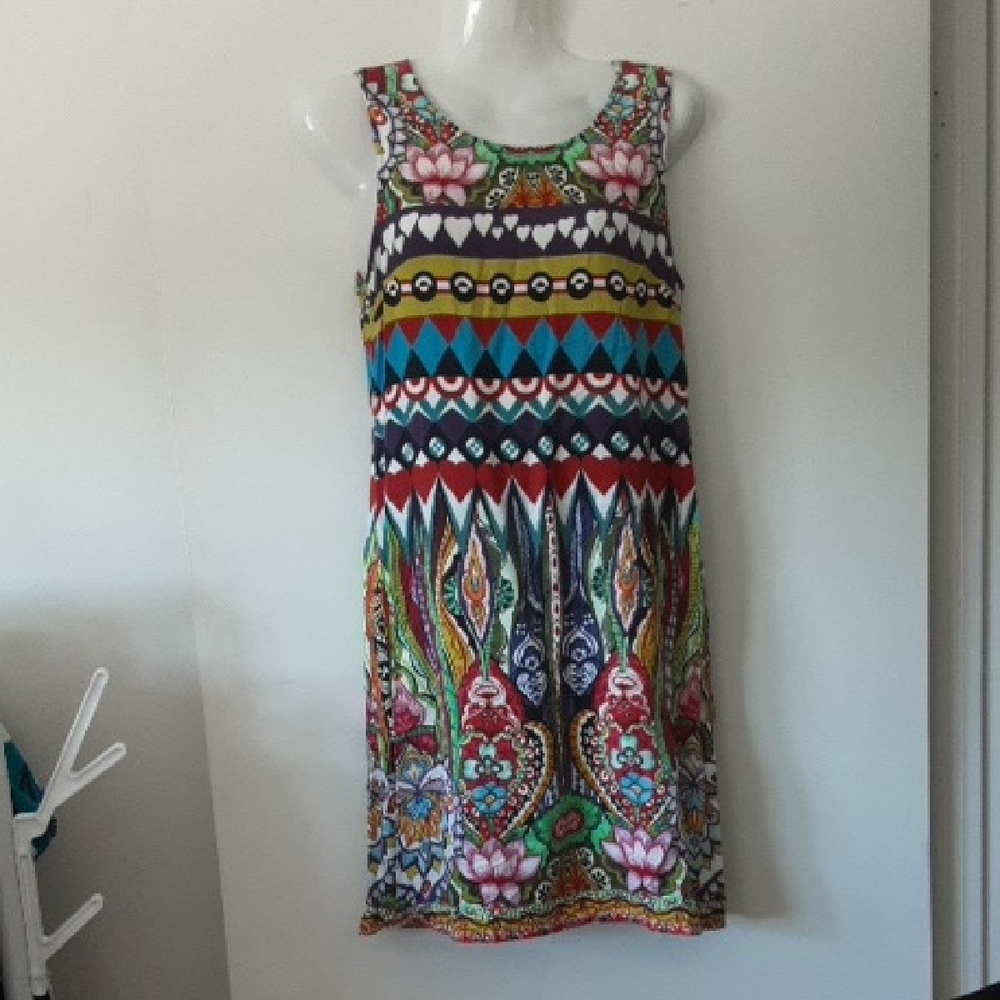 Desigual  Sleeveless Floral Geo Boho Shift Dress